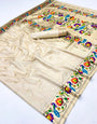 Pulsating Off White Paithani Silk Saree With Propinquity Blouse Piece