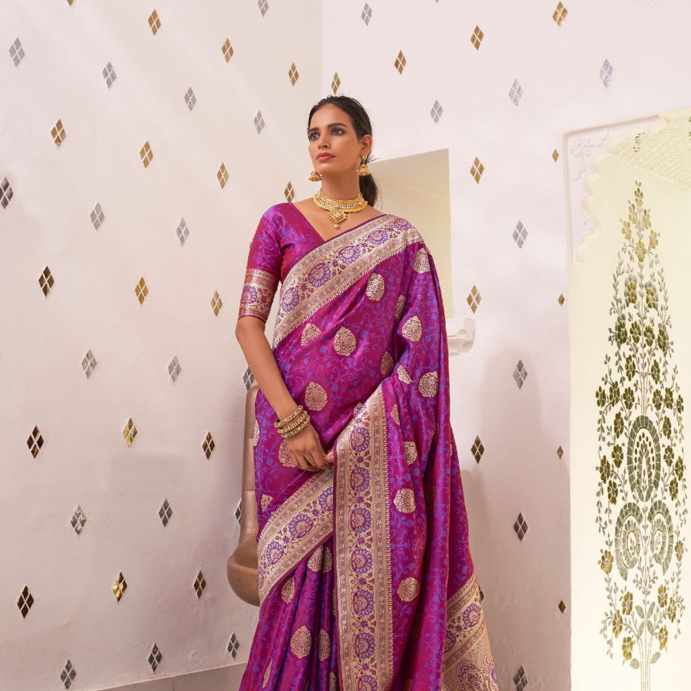 Pankhuri Banarsi Purple Saree