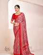 Red Ajrakh Printed Soft Modal Silk Natural Print Saree P2-1