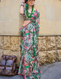 Classy Green Digital Printed Satin Silk Saree With Mesmerising Blouse