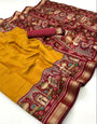 Enchanting Yellow Mul Mul Cotton Soft Saree With Blouse