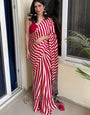 Redish Maroon Striped Ajrakh Hand-Printed Modal Silk Saree