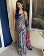 Lapis Blue Striped Ajrakh Hand-Printed Modal Silk Saree