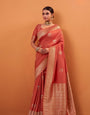 Panoply Orange Tussar Soft Silk Saree With Amazing Blouse piece