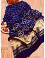 Blue Pure Bandhni Zari Pallu Modal Silk Saree