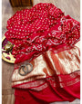 Red Pure Bandhni Zari Pallu Modal Silk Saree