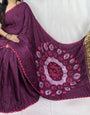 New Fancy Purple Shibori Bandhni Border Pure Modal Silk Plian Saree