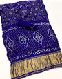 Gulf Blue Pure Bandhni Zari Pallu Modal Soft Silk Saree