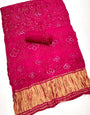 Folly Pink Pure Bandhni Zari Pallu Modal Soft Silk Saree