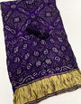 Dark Purple Pure Bandhni Zari Pallu Modal Soft Silk Saree