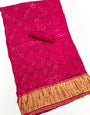 Dark Hot Pink Pure Bandhni Zari Pallu Modal Soft Silk Saree