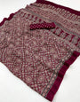 Maroon Oak Ajrakh Hand Block Modal Silk Saree With Fancy Ajrakh Pallu And Border-2