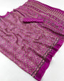 Barney Purple Ajrakh Hand Block Modal Silk Saree With Fancy Ajrakh Pallu And Border-2