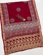 Stiletto Maroon Ajrakh Gajji Silk Nakshi Border Pallu Hand Block Saree