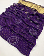 Dark Purple Pure Bandhni Zari Pallu Modal Soft Silk Saree