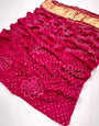 Pink Red Pure Bandhni Zari Pallu Modal Soft Silk Saree