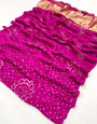 Persian Rose Pure Bandhni Zari Pallu Modal Soft Silk Saree