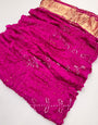 Gorgeous Pink Pure Bandhni Zari Pallu Modal Soft Silk Saree With Blouse