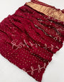 Blooming Maroon Pure Bandhni Zari Pallu Modal Soft Silk Saree With Blouse