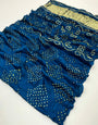 Vestigial Blue Pure Bandhni Zari Pallu Modal Soft Silk Saree With Blouse