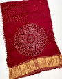 Twirling Maroon Pure Bandhni Zari Pallu Modal Soft Silk Saree With Blouse