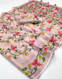 Faded Pink Digital Printed Linen Soft Saree Blouse Piece