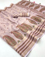 Light Pink Digital Printed Linen Soft Saree