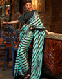 Elegant Stripe Harmony Printed Satin Silk Saree
