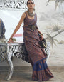 Royal Blue Kashmiri Jamewar Handloom Saree With Blouse