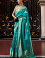 Midnight Blue Pure Satin Crepe Silk Saree