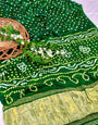 Green Pure Bandhni Zari Pallu Modal Silk Saree