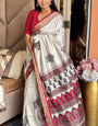 Luxuriant Maroon And Cream Ajrakh Kashmiri Modal silk Buta Leriya Saree