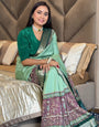 Glamorous Pista Green Ajrakh Kashmiri Modal silk Saree