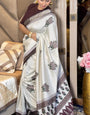 Adorable Wine And Cream Ajrakh Kashmiri Modal silk Buta Leriya Saree