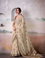 Luxor Golden Woven Design Zari Pure Cotton Saree With Blouse