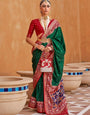 Green Printed Patola Handloom Soft Silk Saree