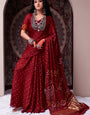 Maroon Pure Bandhni Zari Pallu Modal Silk Saree