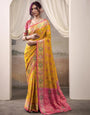 Tulip Yellow Patola Silk Saree With Weaving Border