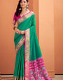 Forrest Green Woven Banarasi Patola Soft Silk Saree