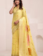 Bronze Yellow Woven Linen Soft Silk Saree