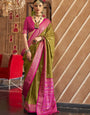 Volt Green Printed Soft Patola Silk Saree