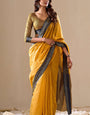 New Yellow Plain Cotton Saree