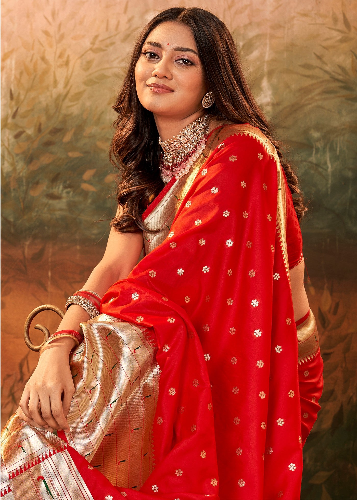 Gorgeous Red Paithani Silk Saree