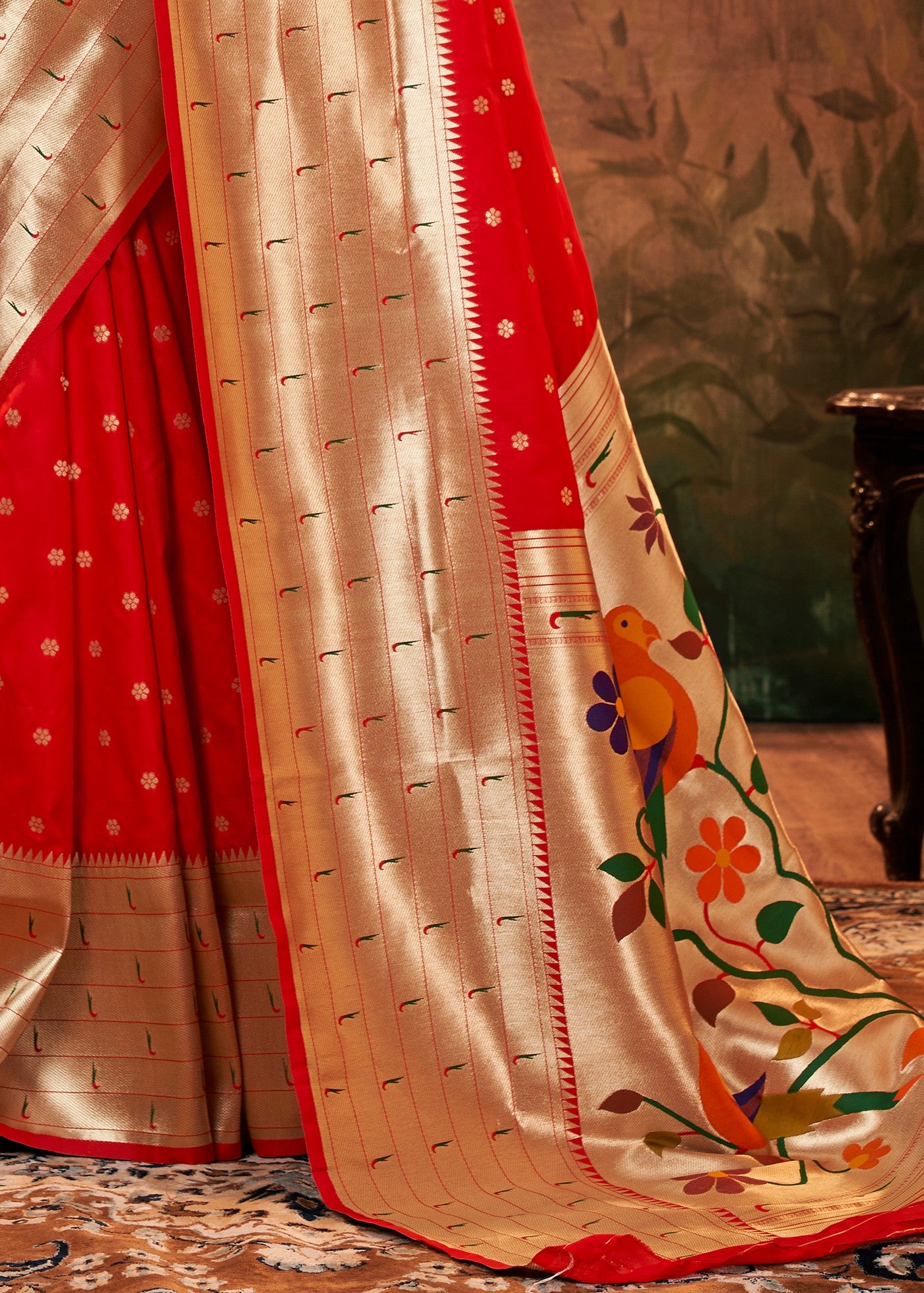 Gorgeous Red Paithani Silk Saree