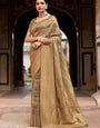 Elegant Brown Banarasi Digital Printed Silk Saree