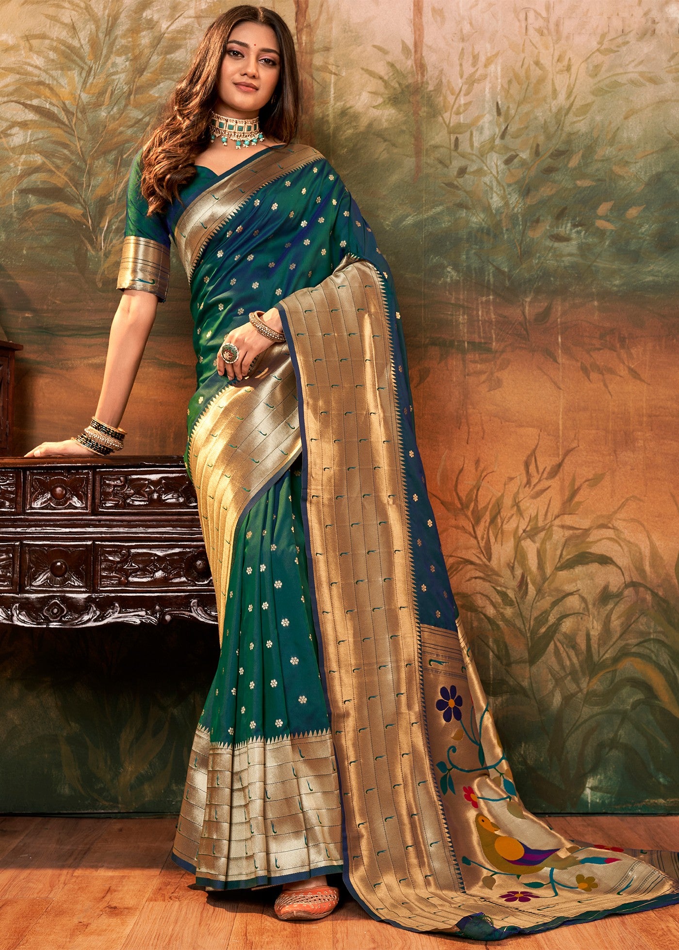 Luxurious Green Paithani Silk Saree