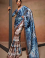 Blue Bollywood Style Soft Satin Crepe Saree