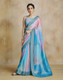 Blissful Sky Blue Digital Printed Silk Saree