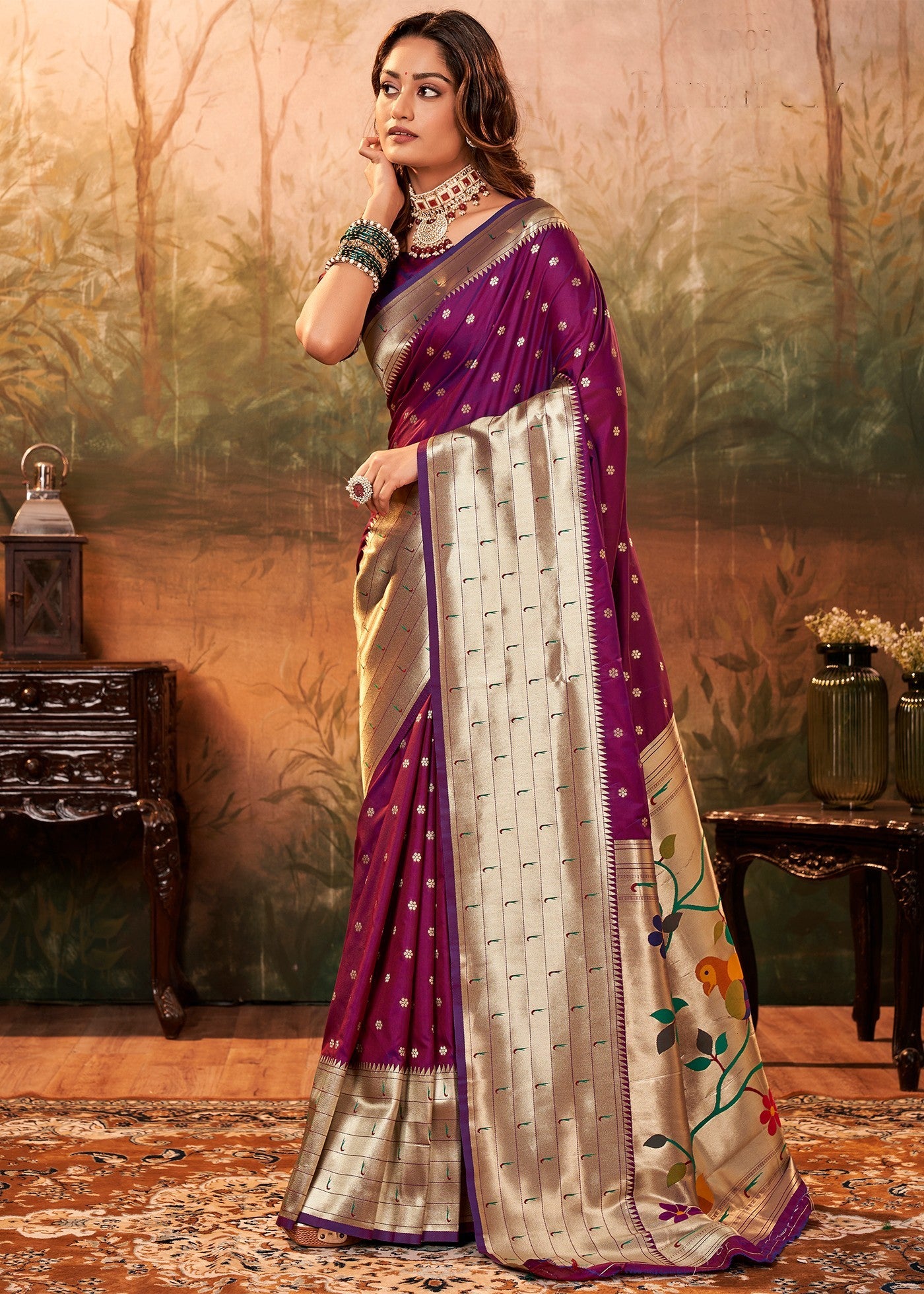 Fabulous Purple Paithani Silk Saree