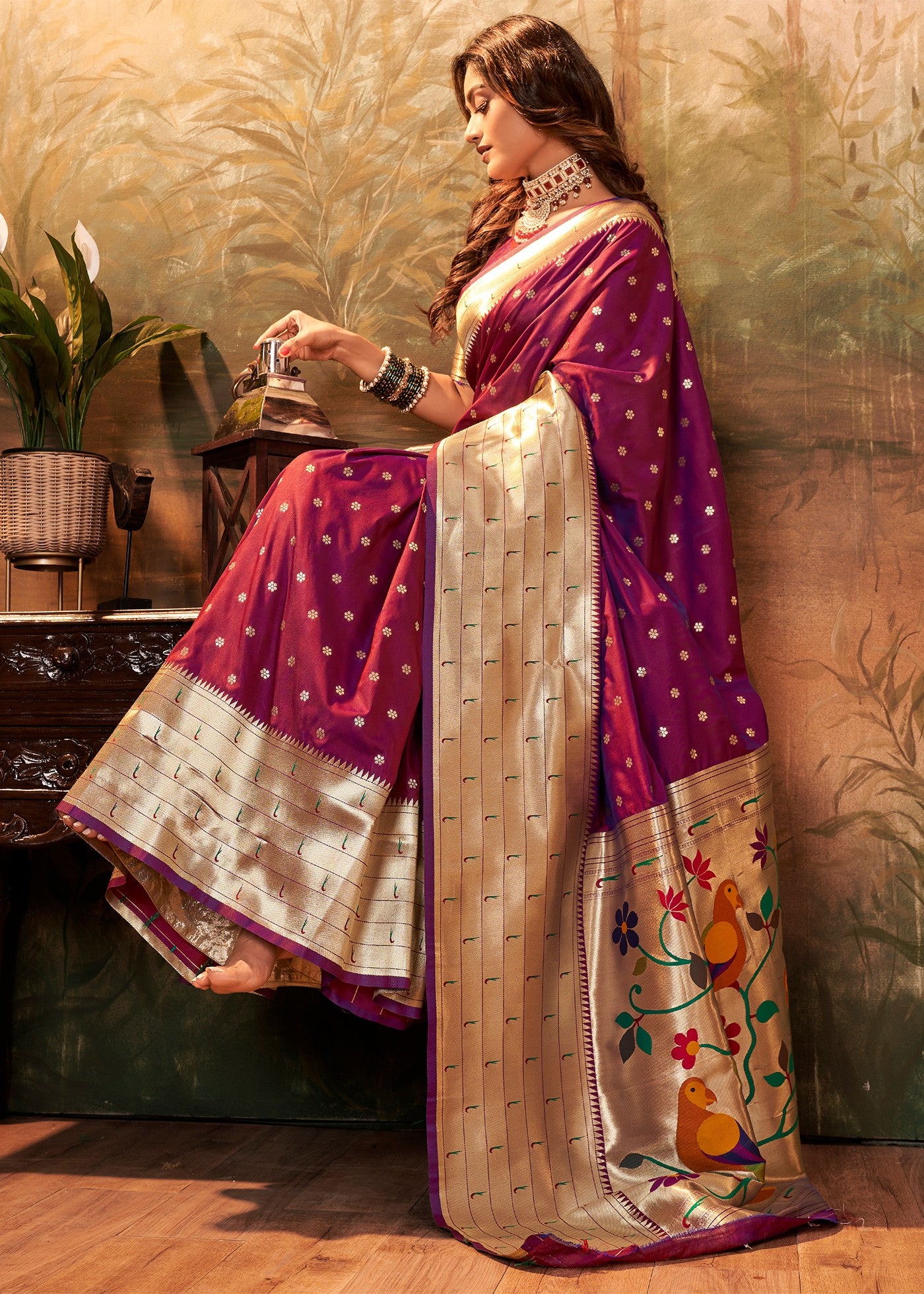 Fabulous Purple Paithani Silk Saree